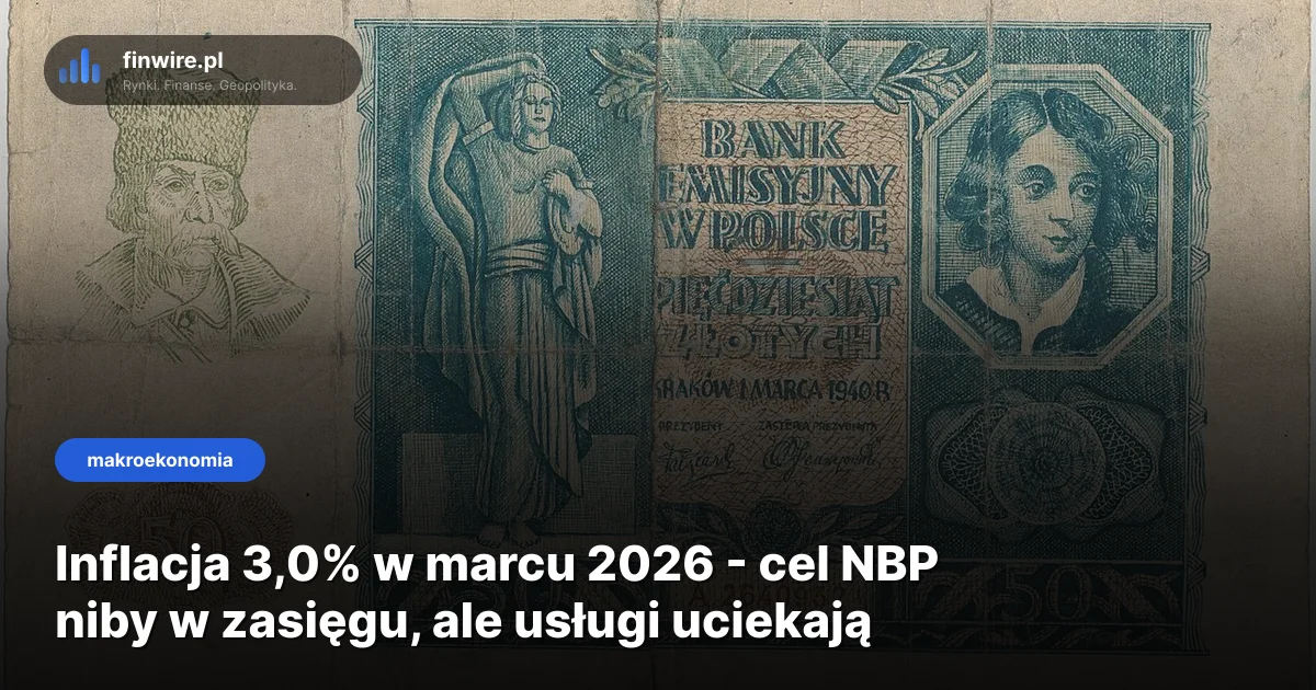 Inflacja 3,0% w marcu 2026 - cel NBP niby w zasięgu, ale usługi uciekają