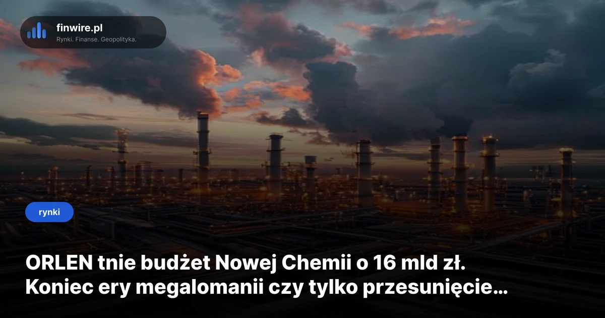 ORLEN tnie budżet Nowej Chemii o 16 mld zł. Koniec ery megalomanii czy tylko przesunięcie problemu?