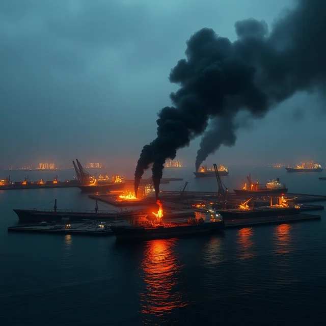 Pożar w porcie Wysock - drony uderzyły w rosyjski terminal naftowy