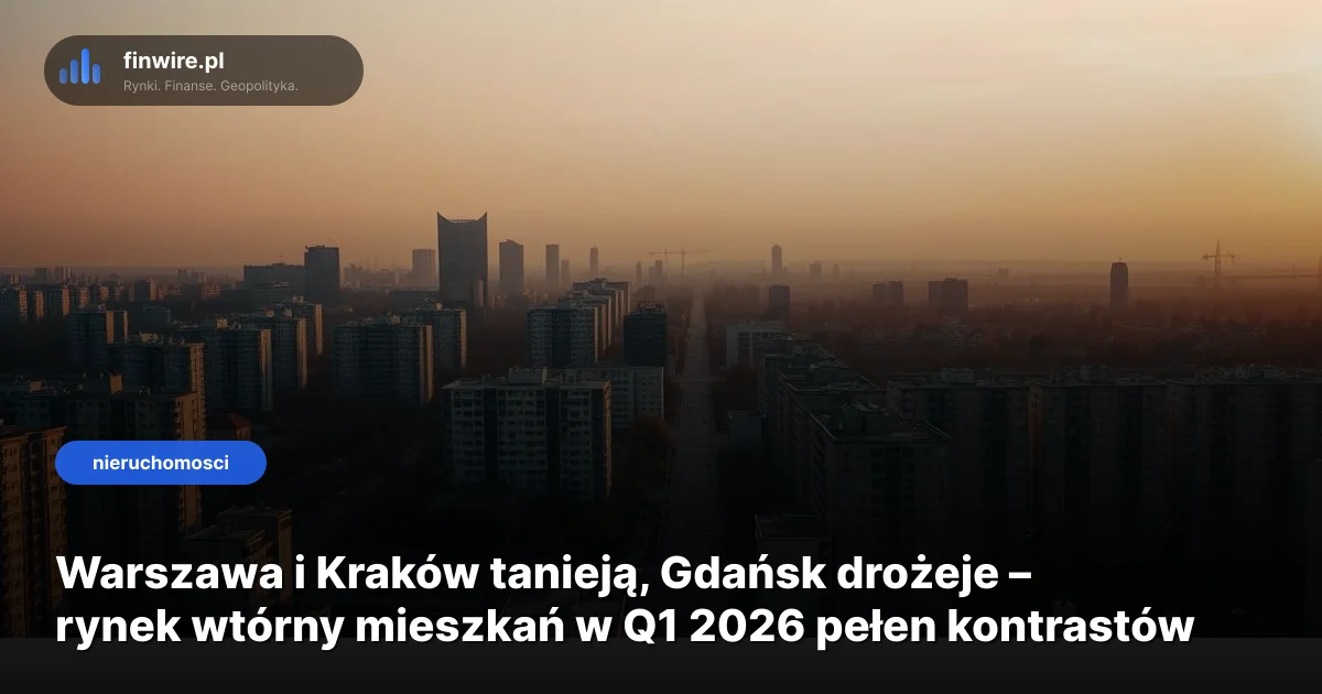 Warszawa i Kraków tanieją, Gdańsk drożeje – rynek wtórny mieszkań w Q1 2026 pełen kontrastów